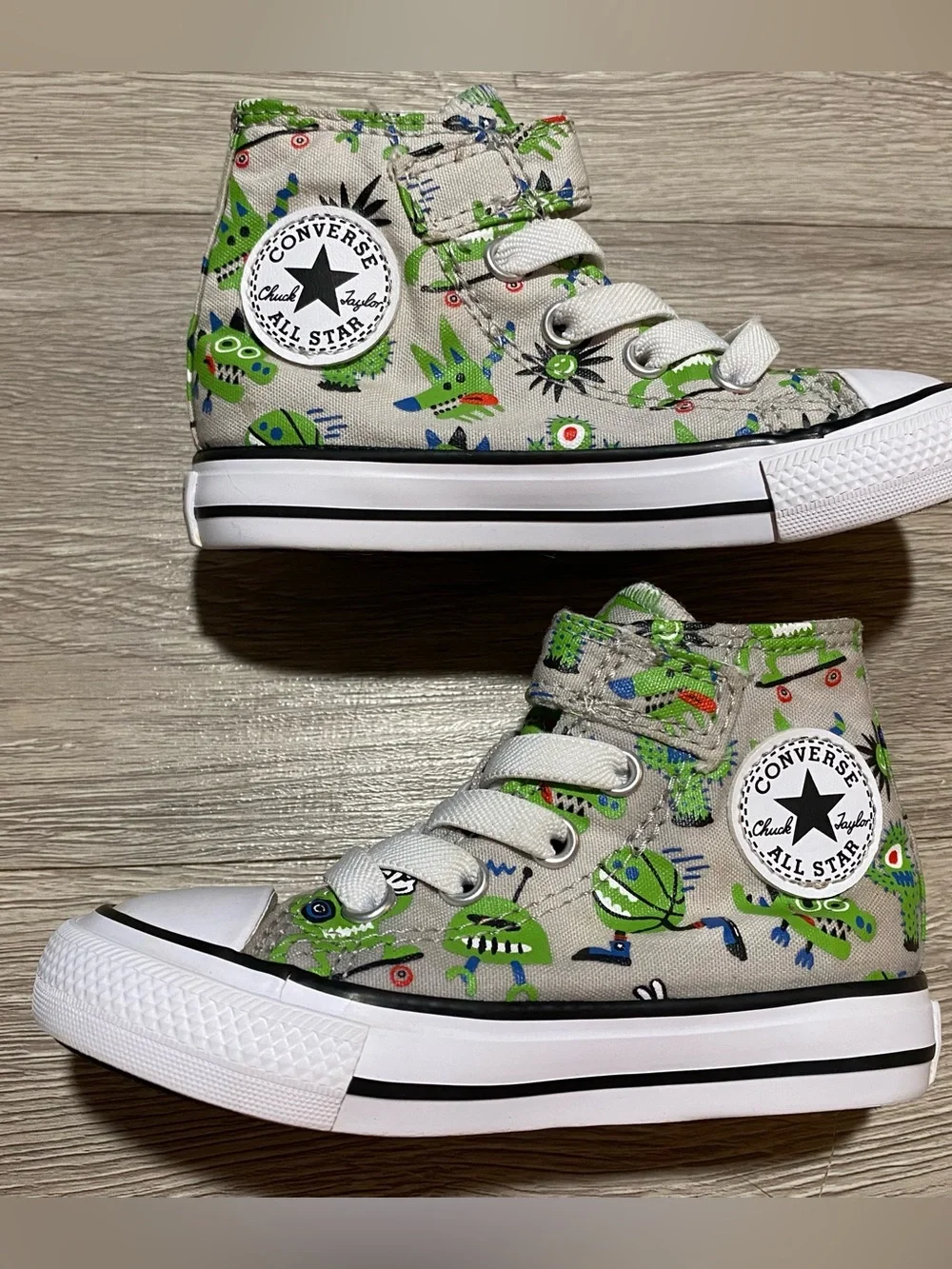 Converse High Tops ~ Infants Size 6 ~ Grey with Green Monsters